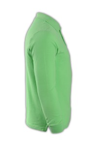 SKLPS009 pure colour plain color light green 060 long sleeved en' s Polo shirt 1AD01 tailor made ordering men' s pure colour polo shirts DIY design supplier polo-shirts POLO shirt price back view